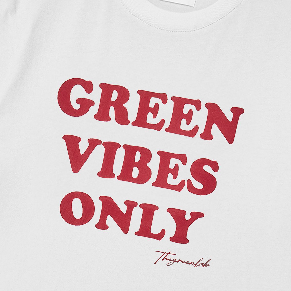 더그린랩(THE GREEN LAB) GREEN VIBES ONLY 텍스처 레터링 반팔 티셔츠 [화이트]