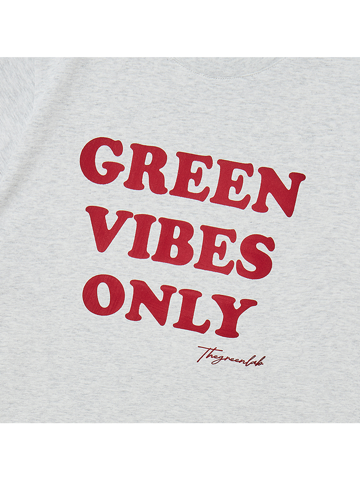더그린랩(THE GREEN LAB) GREEN VIBES ONLY 텍스처 레터링 반팔 티셔츠 [멜란지 그레이]