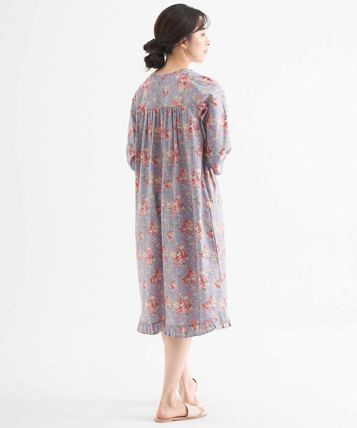 메이플라워(MAY FLOWER) 연보라장미 7부 순면 여성 빅사이즈 원피스 잠옷