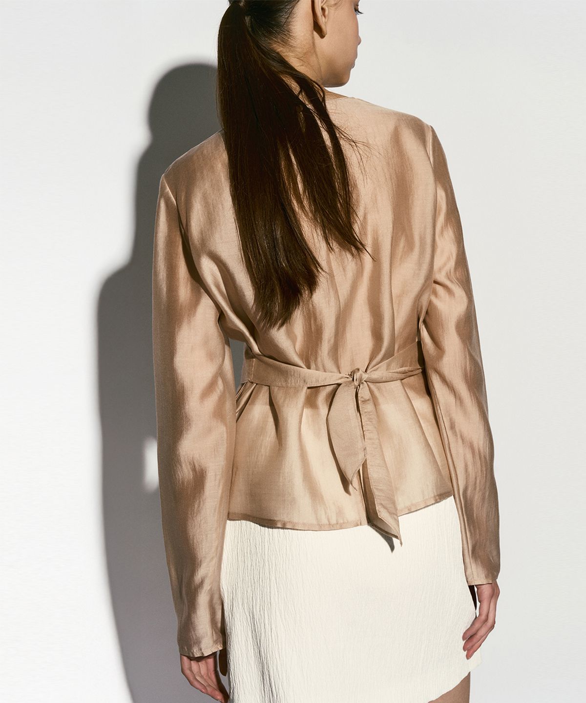 리이(RE RHEE) TIE WRAP BLOUSE SALMON