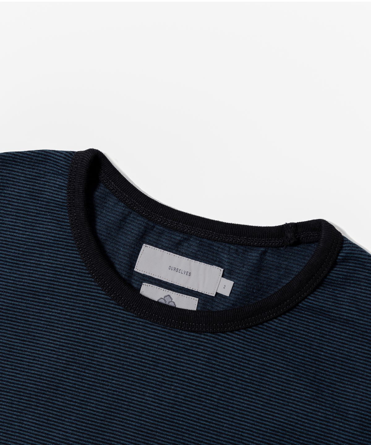 에스파이(ESFAI) [ESFAI X OURSELVES] MULTI C STRIPE T SHIRTS (DARK BLUE)