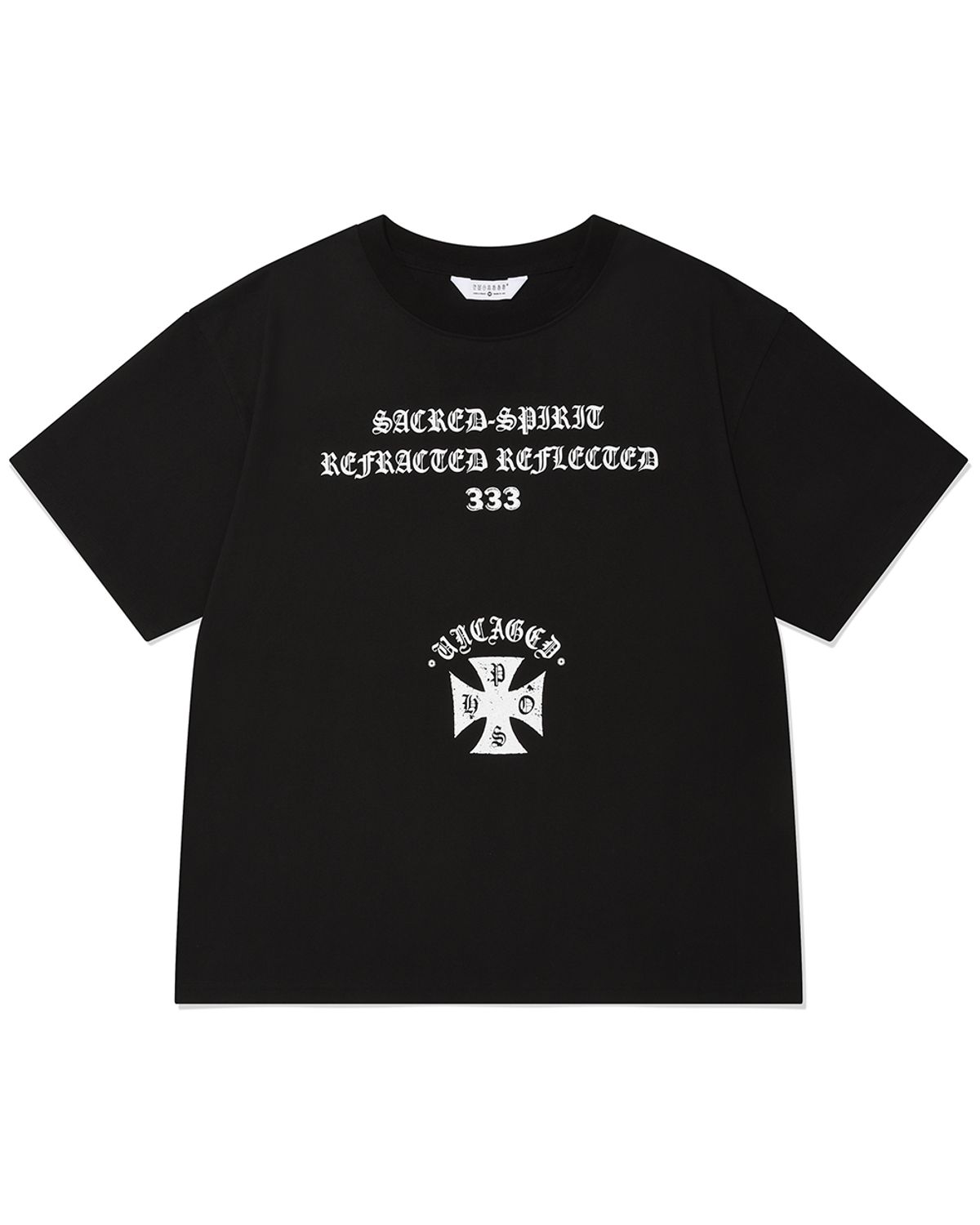 포스333(PHOS333) Uncaged Slogan T-Shirt/Black