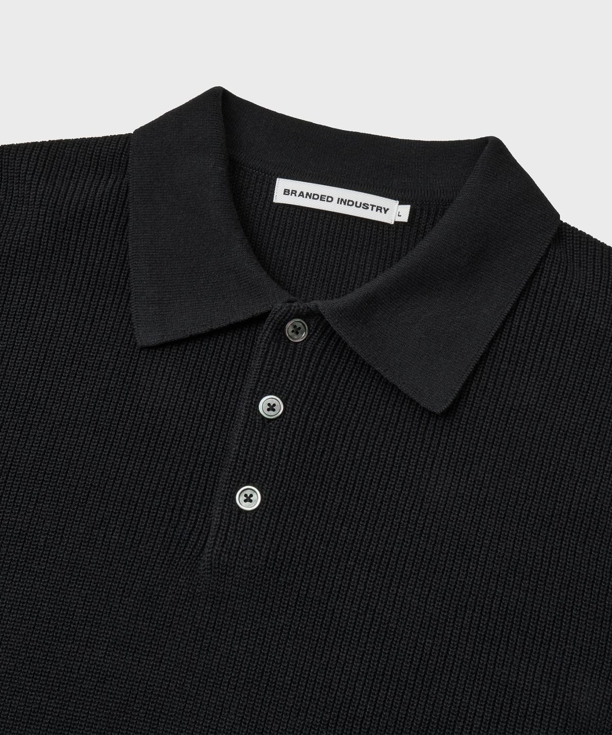브랜디드(BRANDED) HARD TWIST RESORT POLO KNIT [BLACK]