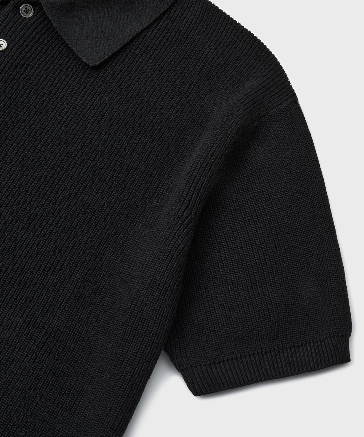 브랜디드(BRANDED) HARD TWIST RESORT POLO KNIT [BLACK]