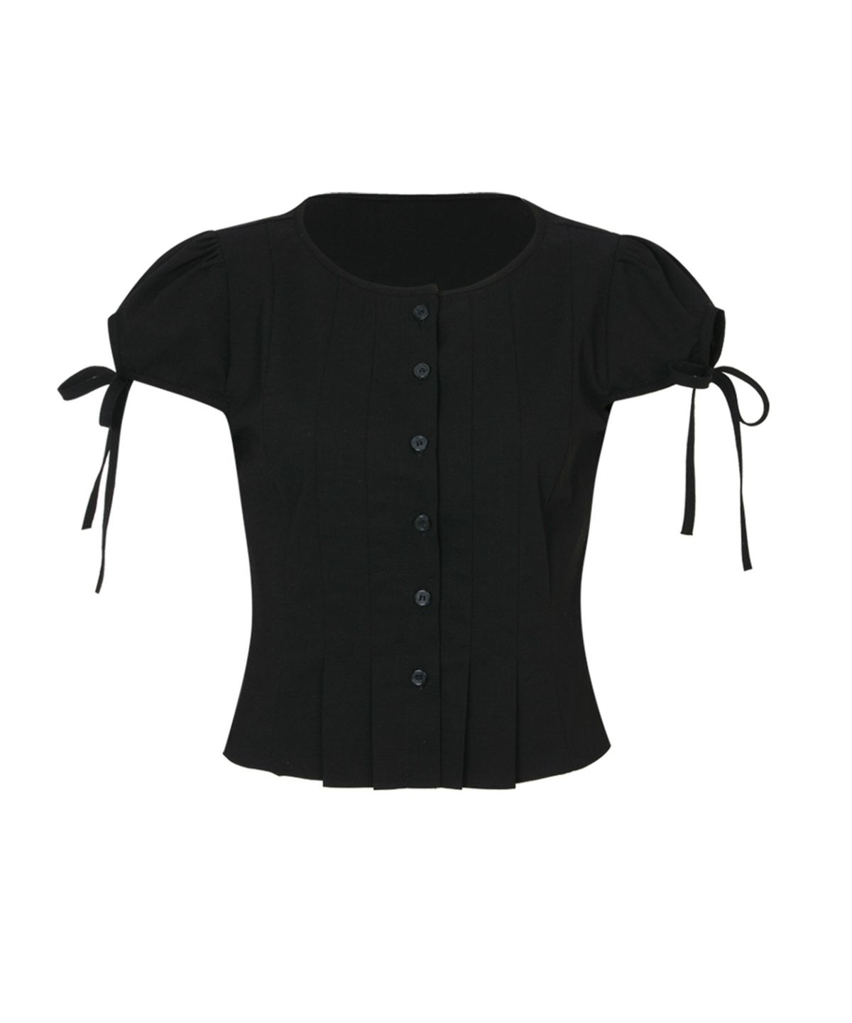 루루서울(LOULOUSEOUL) Classic Pin Tuck Blouse (Black)