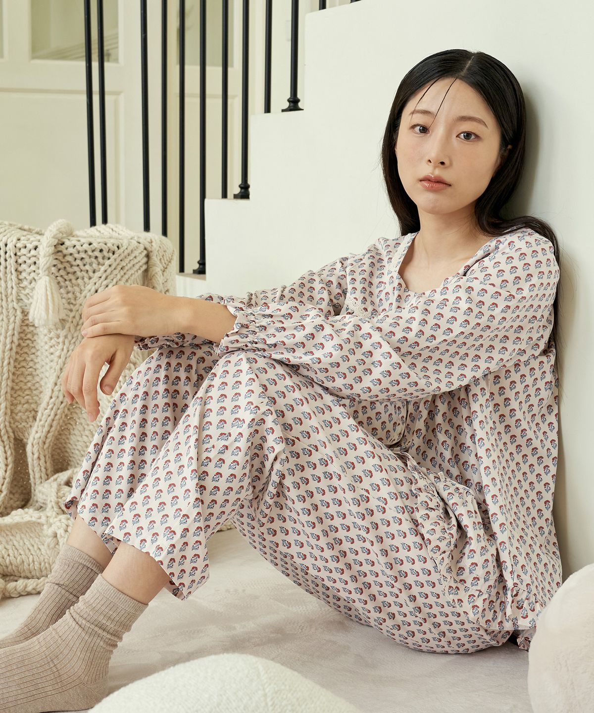 메이플라워(MAY FLOWER) 맨드라미 긴팔 모달면 여성 빅사이즈 잠옷 세트
