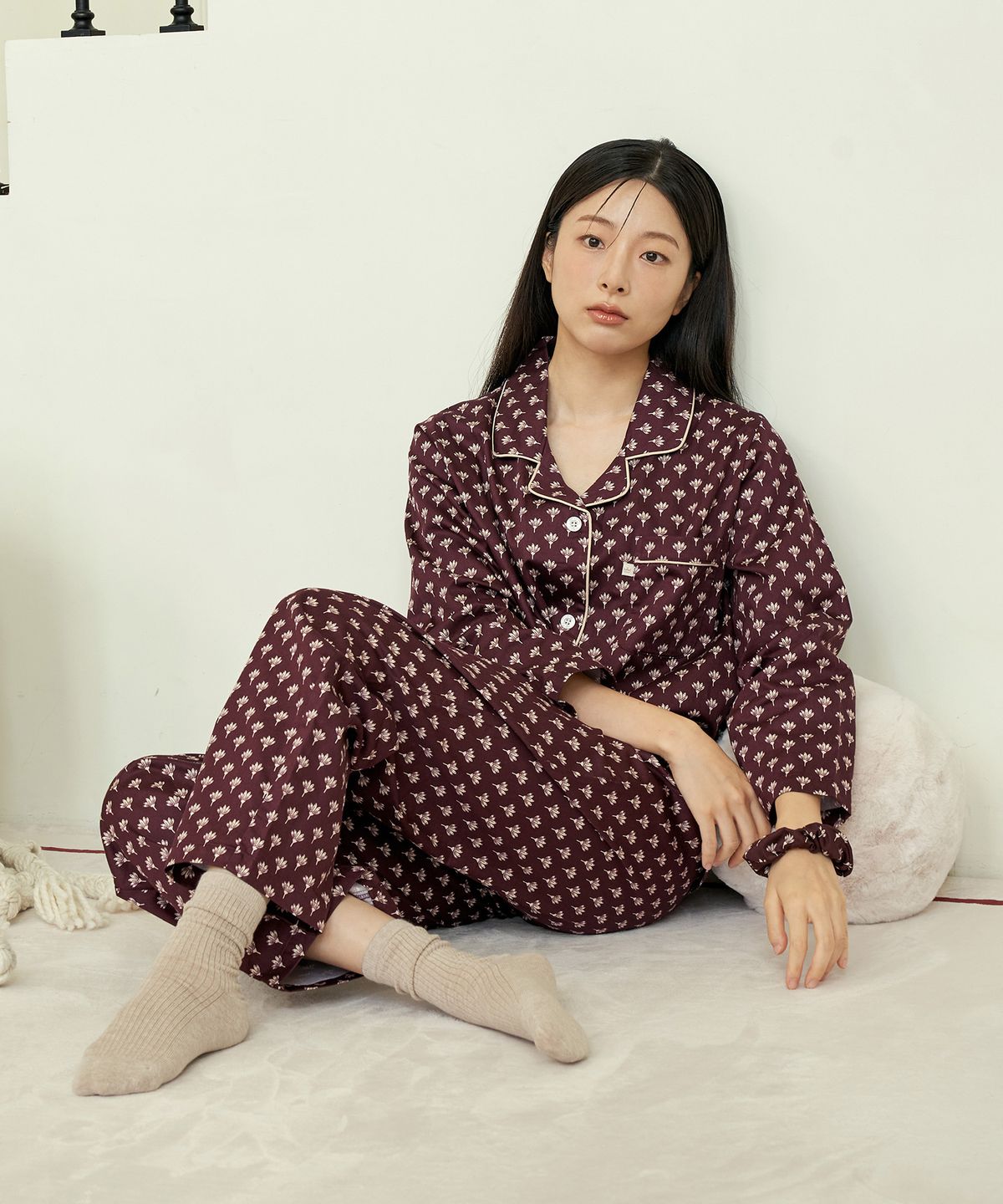 메이플라워(MAY FLOWER) 로투스 긴팔 주자 순면 여성 빅사이즈 잠옷 세트