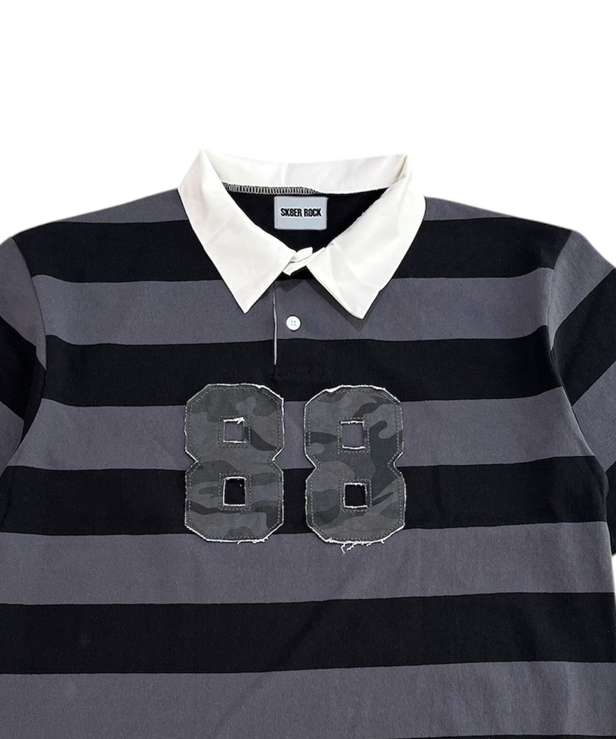 스케이터락(SK8ER ROCK) 88 Stripe Rugby Shirt ((gray*black))