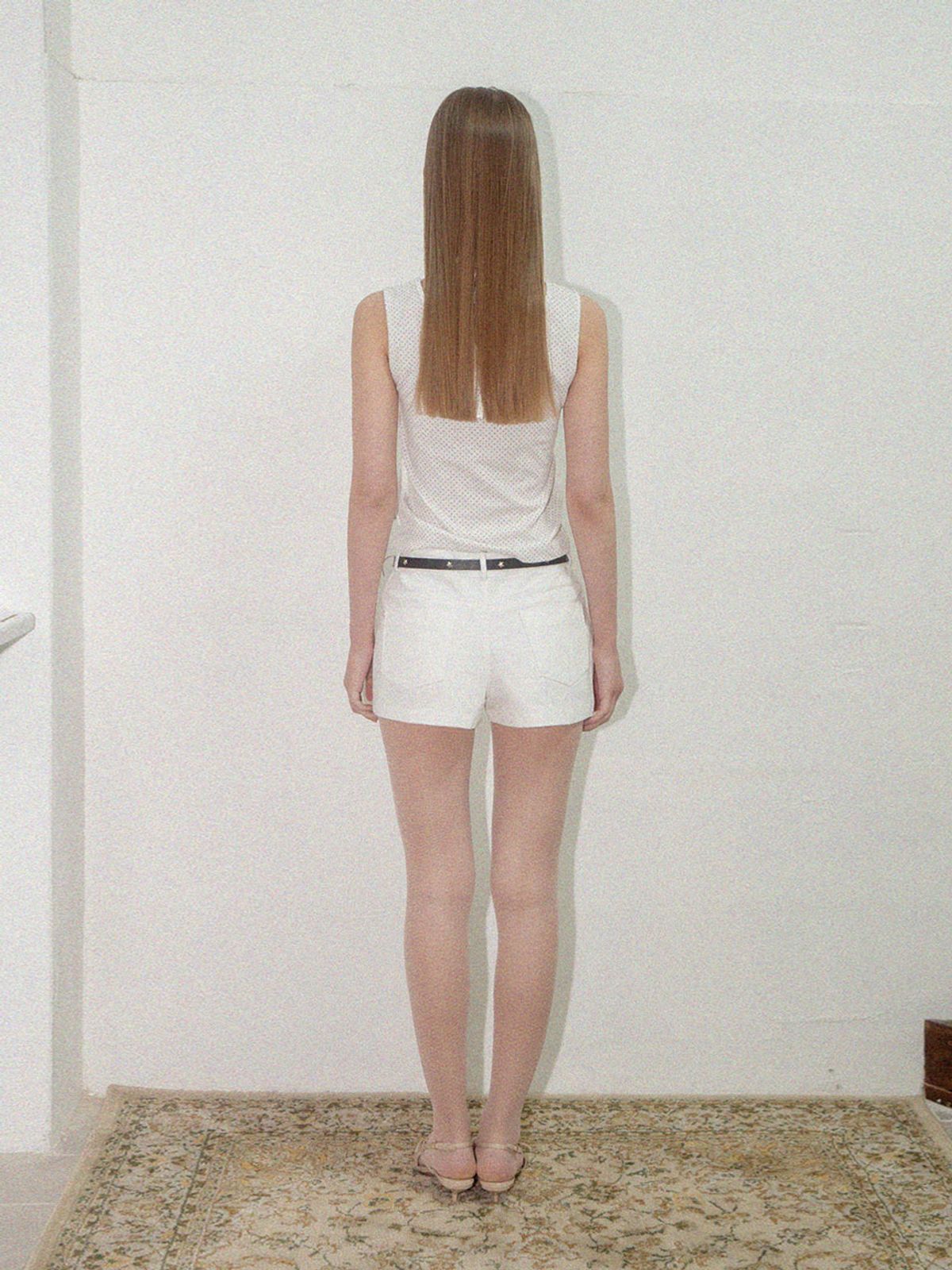 모로아(MOROA) 별 숏 데님 팬츠-화이트