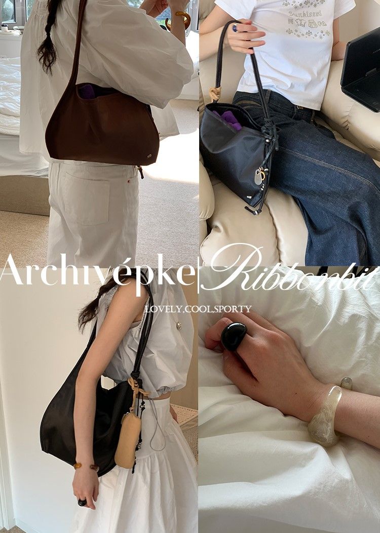 MUSINSA | Archivépke [Archivepke x Ribbonbit] Small wave bag(Black)