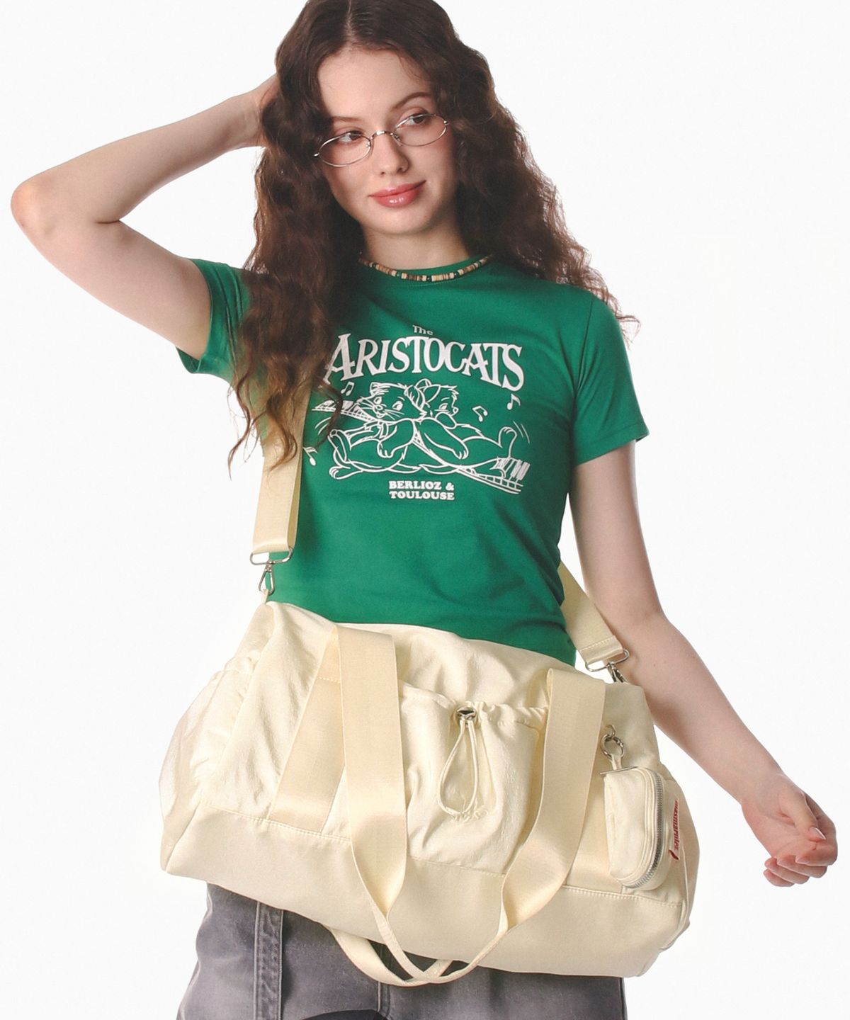 마스마룰즈(MASMARULEZ) [파우치세트] glossy shoulder duffel bag_Lemon chiffon