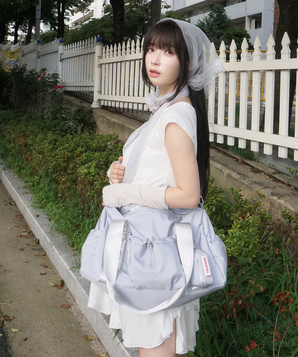 마스마룰즈(MASMARULEZ) [파우치세트] glossy shoulder duffel bag_Mist blue