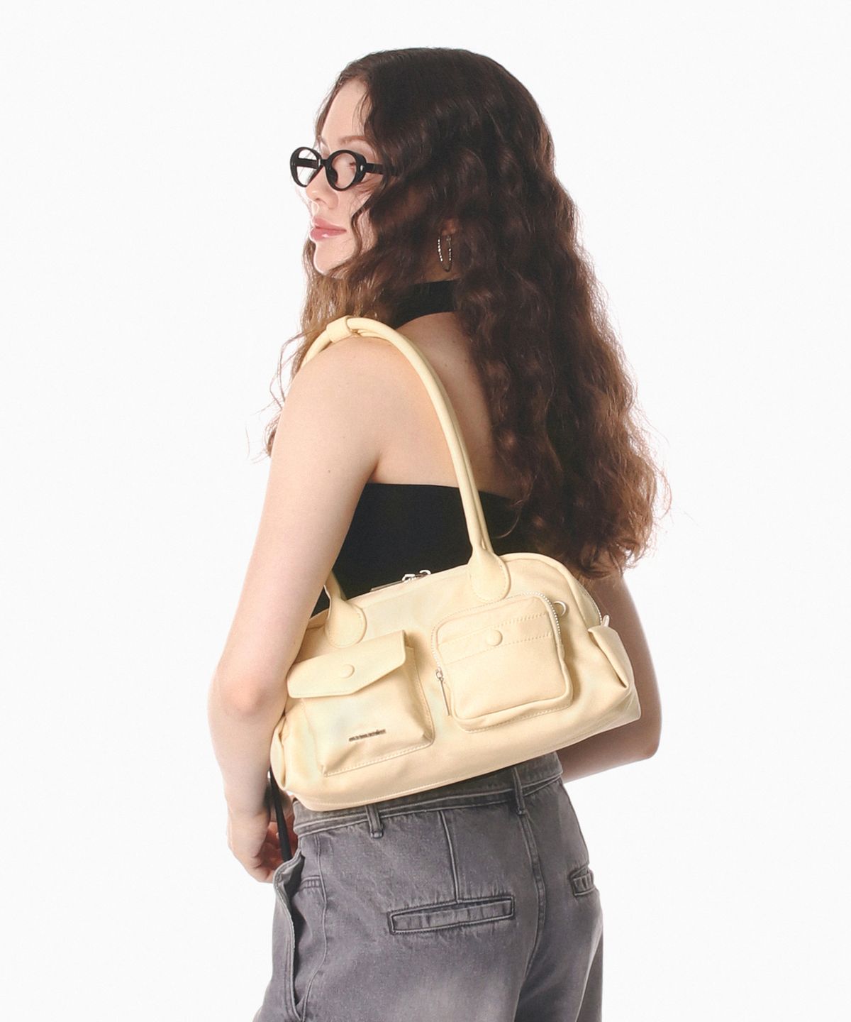 마스마룰즈(MASMARULEZ) Chaming Nylon shoulder bag_Pale lemon