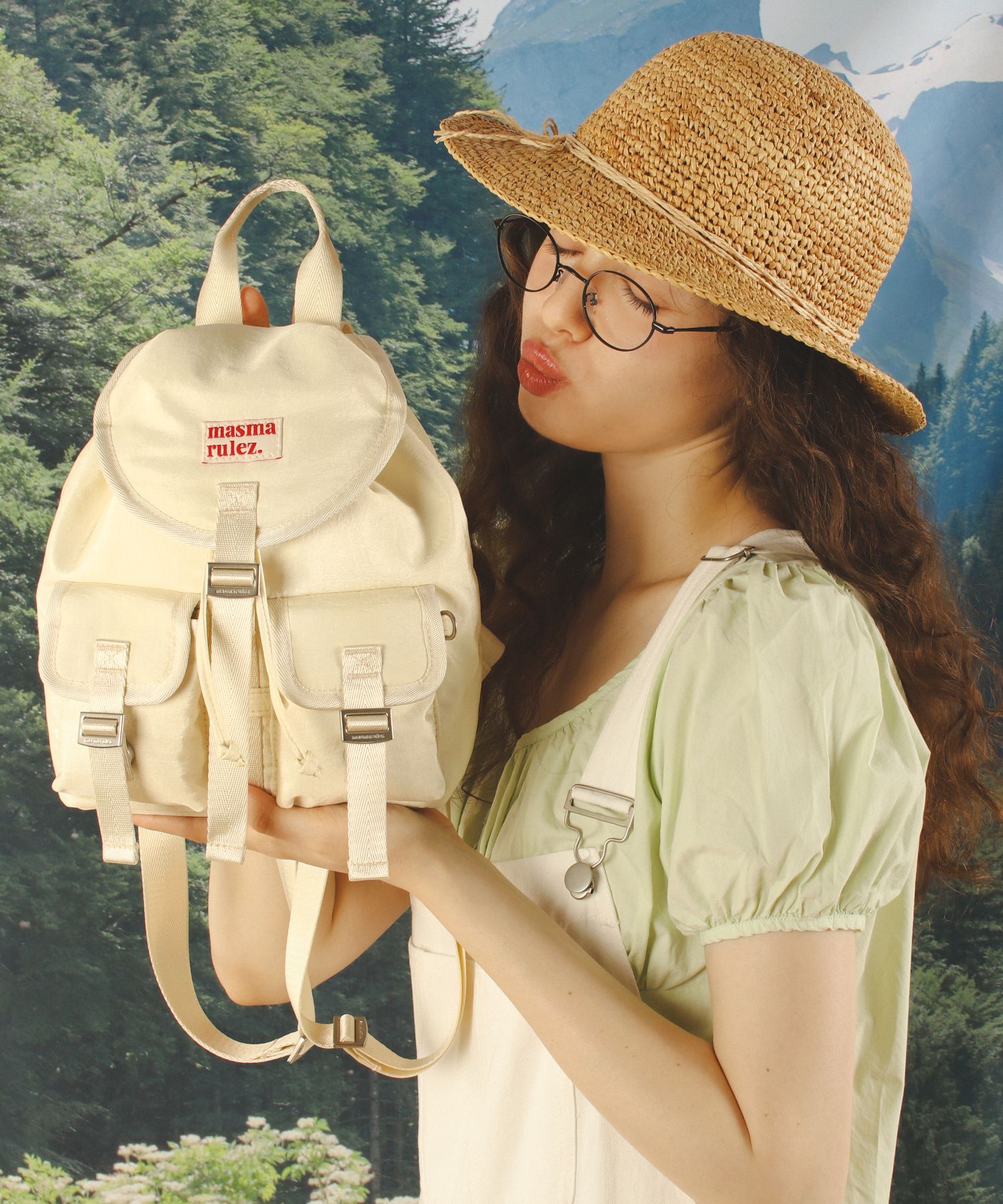 ★masmarulez★ Mini glossy belted backpackPale Lemon MUSINSA | MASMARULEZ [INT] mini ver. Glossy belted flap