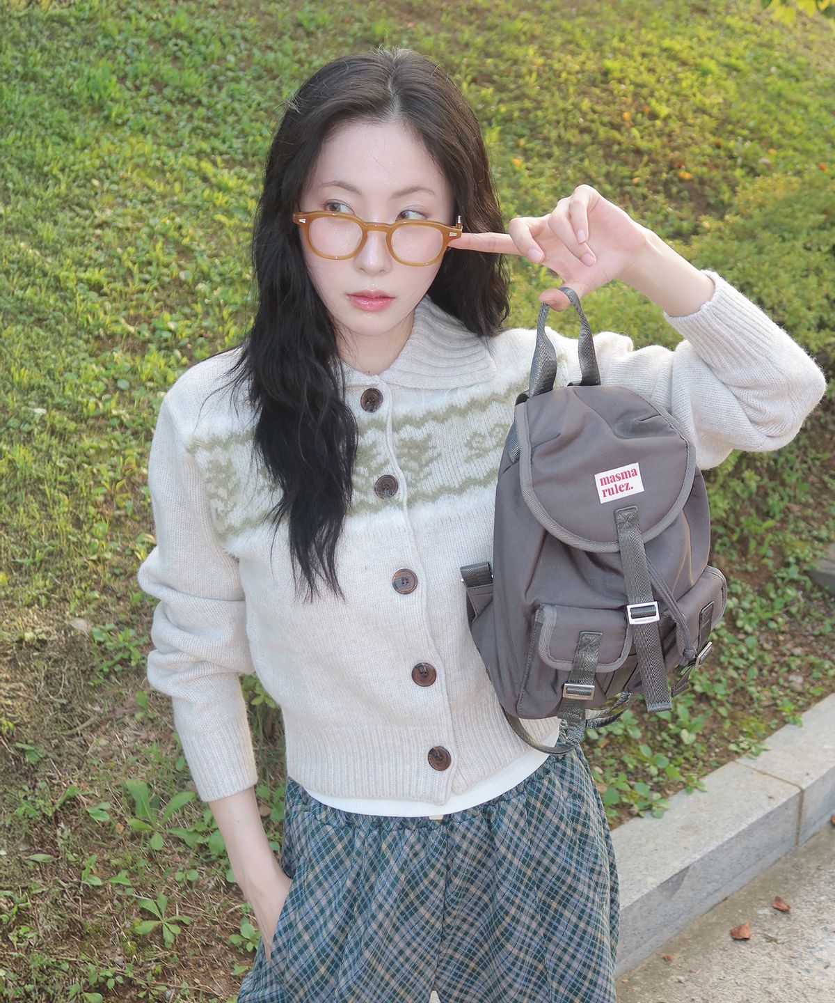 마스마룰즈(MASMARULEZ) mini ver. Glossy belted flap backpack_Dark gray