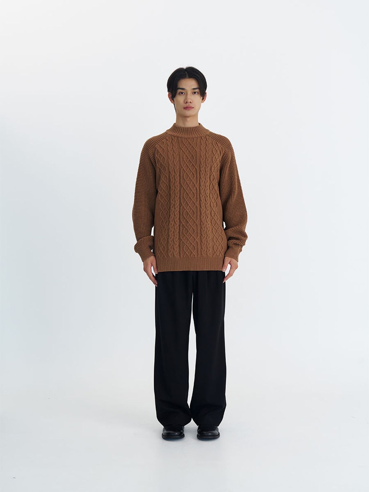 카니(CANNI) Cable Raglan Sewater (Camel)