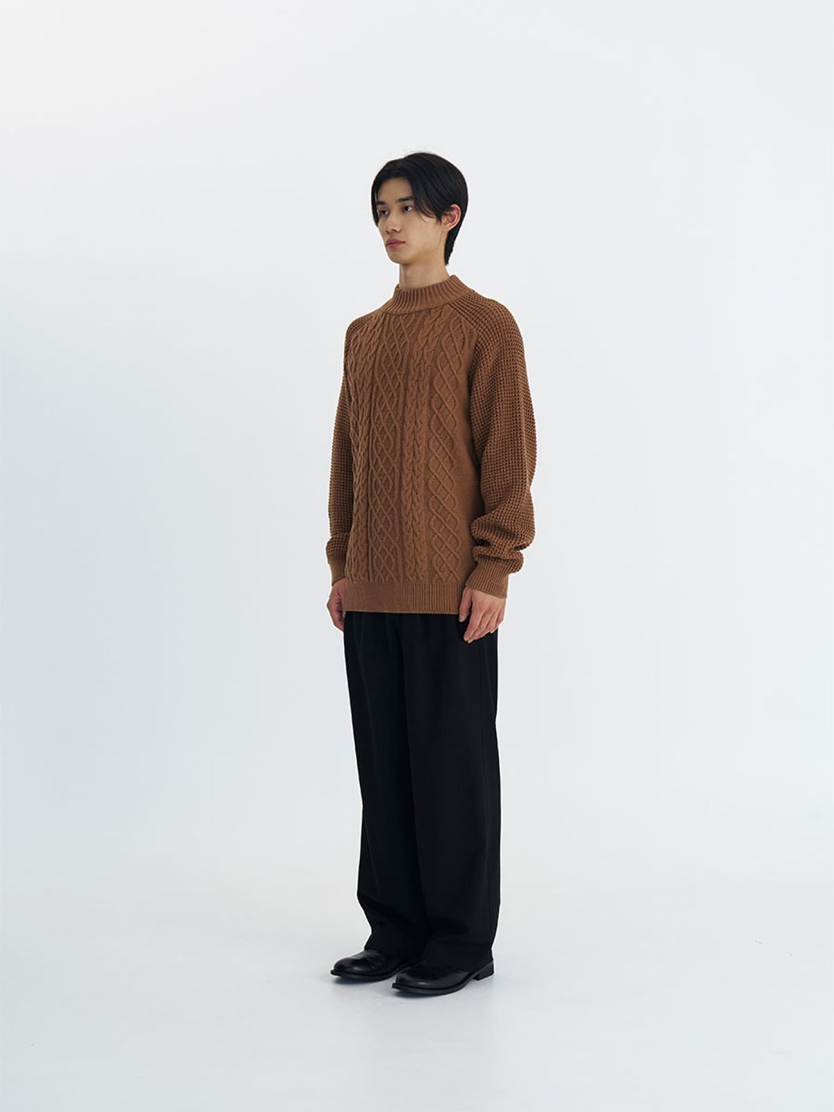 카니(CANNI) Cable Raglan Sewater (Camel)