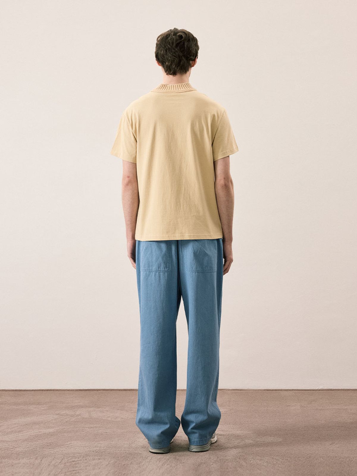 카니(CANNI) Ribbed Collar Tee (Beige)