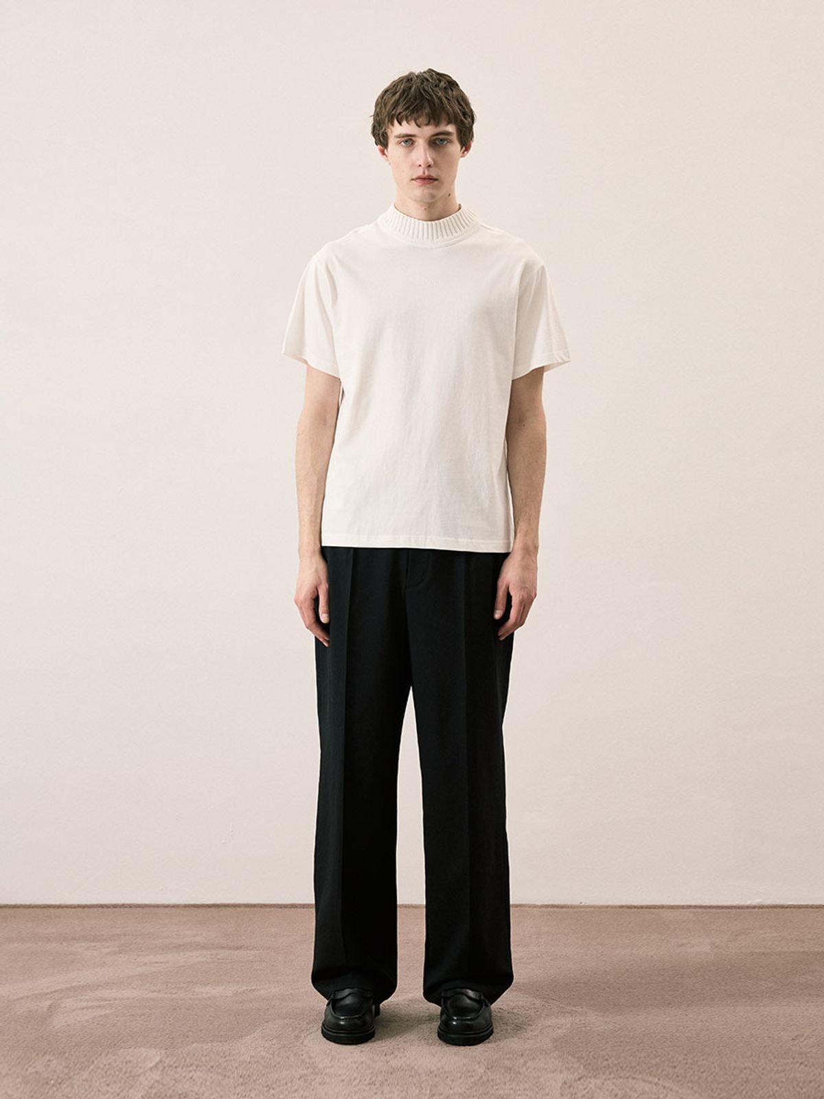 카니(CANNI) Ribbed Collar Tee (Ivory)