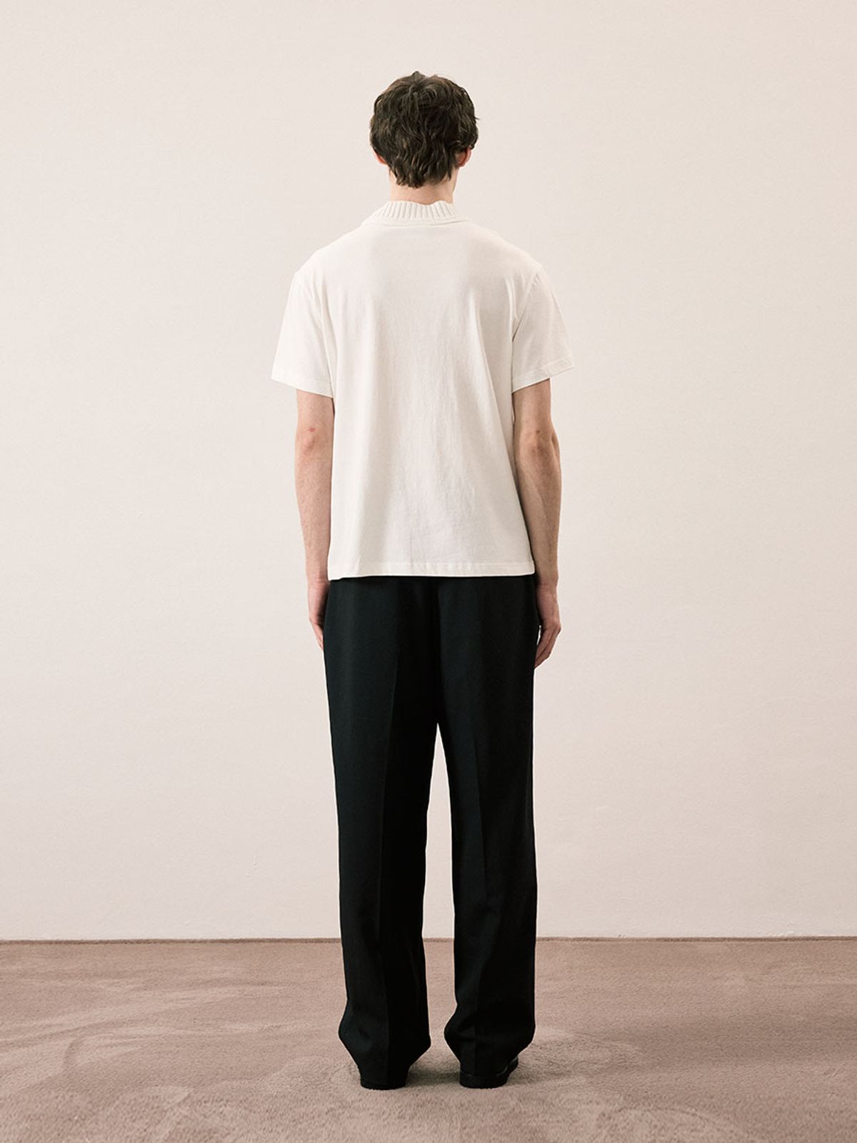 카니(CANNI) Ribbed Collar Tee (Ivory)
