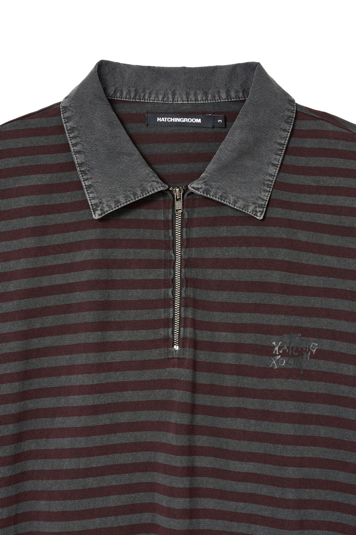 해칭룸(HATCHINGROOM) VTG Stripe Polo Tee 1/2 Burgundy
