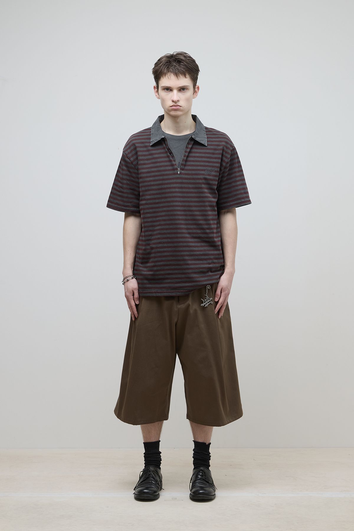 해칭룸(HATCHINGROOM) VTG Stripe Polo Tee 1/2 Burgundy