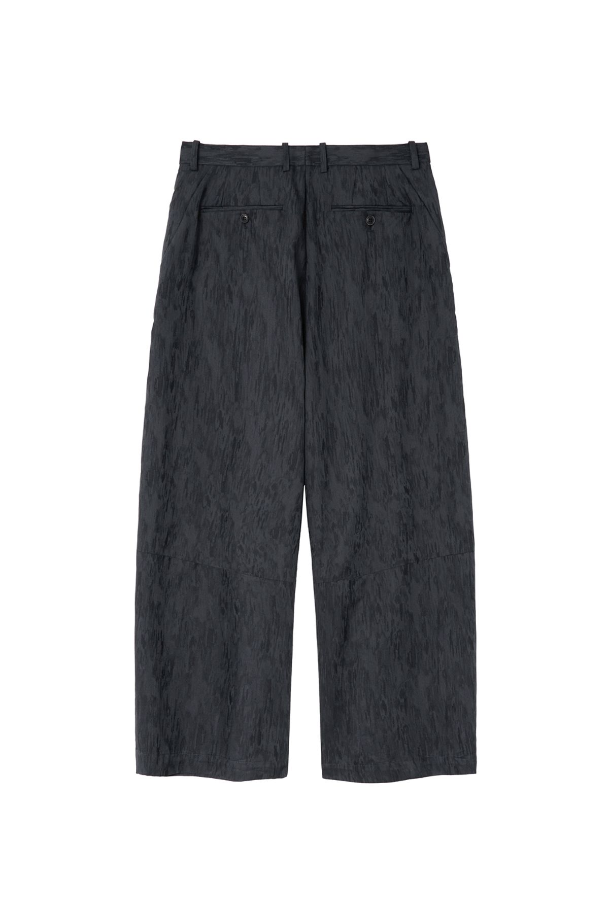 해칭룸(HATCHINGROOM) Wide Curve Trousers Jacquard Blue Charcoal