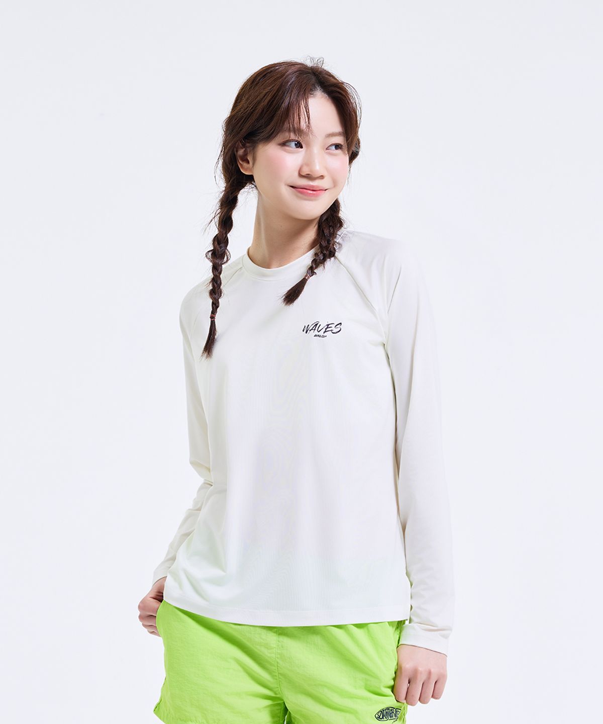 밸롭(BALLOP) 남녀공용 스파클 롱슬리브 래쉬가드 오프화이트