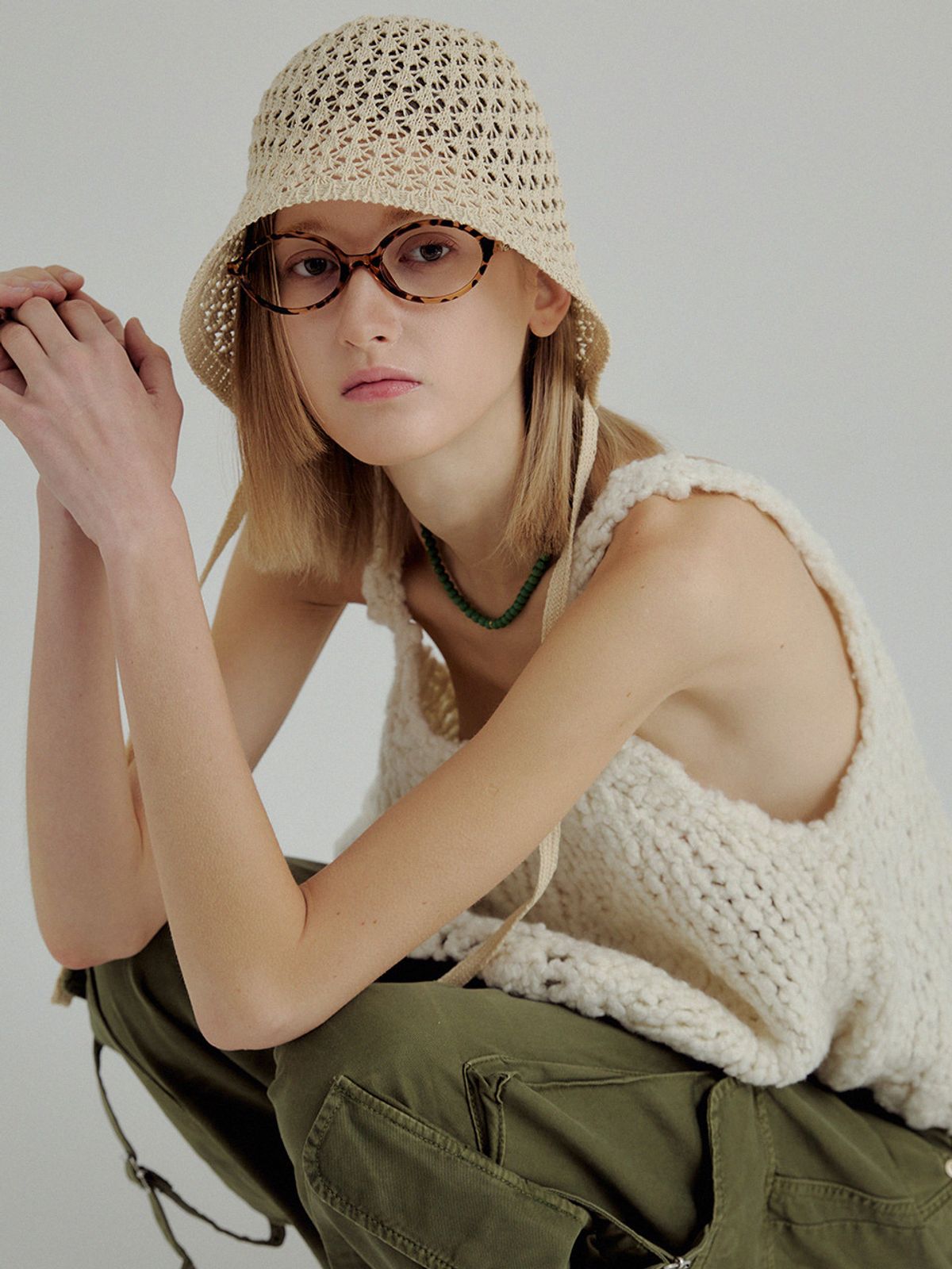 메르헨(MERCHEN) Lasa punching bonnet hat_3color