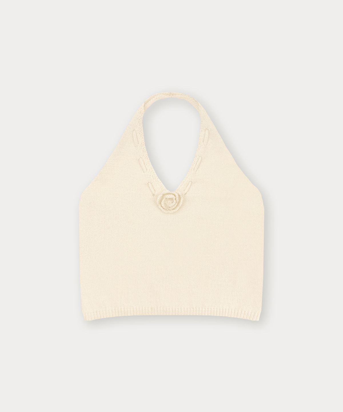 썸웨어버터(SOMEWHEREBUTTER) Aloha Halter Sleeveless Knit - Cream