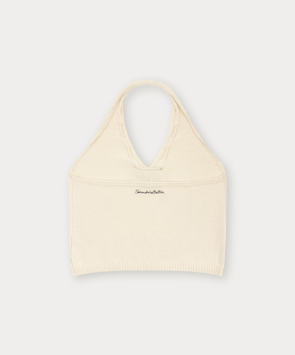 썸웨어버터(SOMEWHEREBUTTER) Aloha Halter Sleeveless Knit - Cream