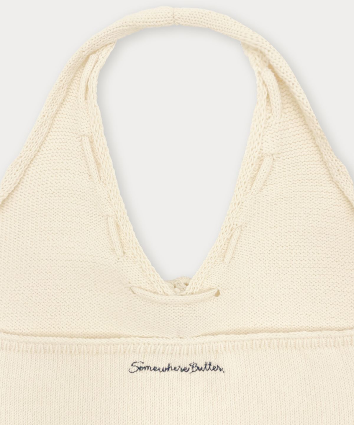 썸웨어버터(SOMEWHEREBUTTER) Aloha Halter Sleeveless Knit - Cream