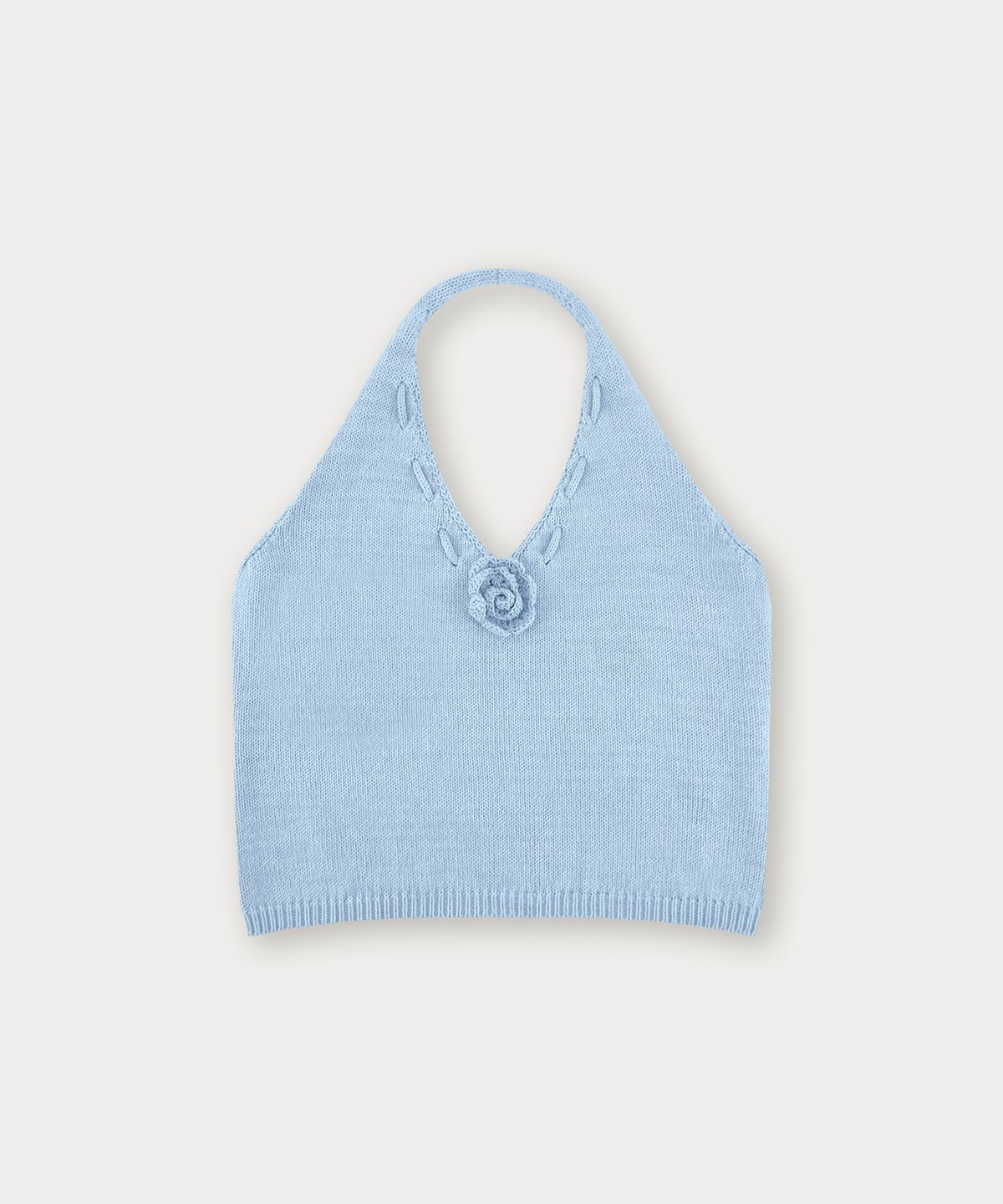썸웨어버터(SOMEWHEREBUTTER) Aloha Halter Sleeveless Knit - Light Blue