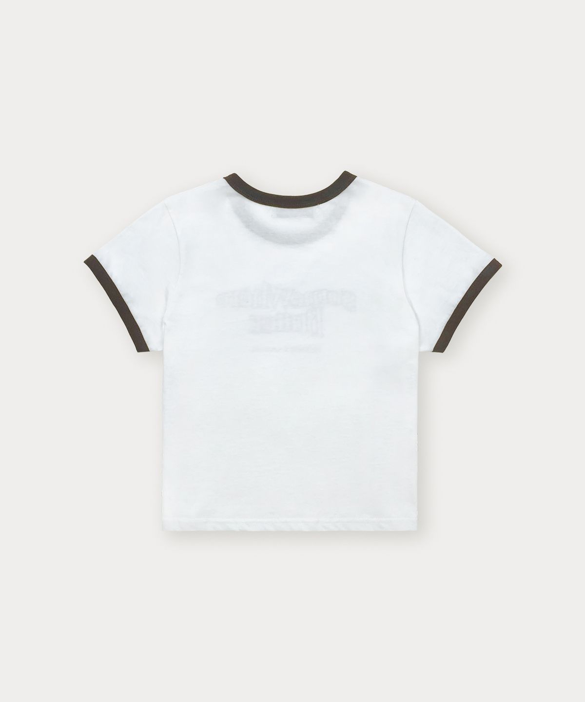 썸웨어버터(SOMEWHEREBUTTER) Wave Logo Ringer Top - Ivory(Brown)