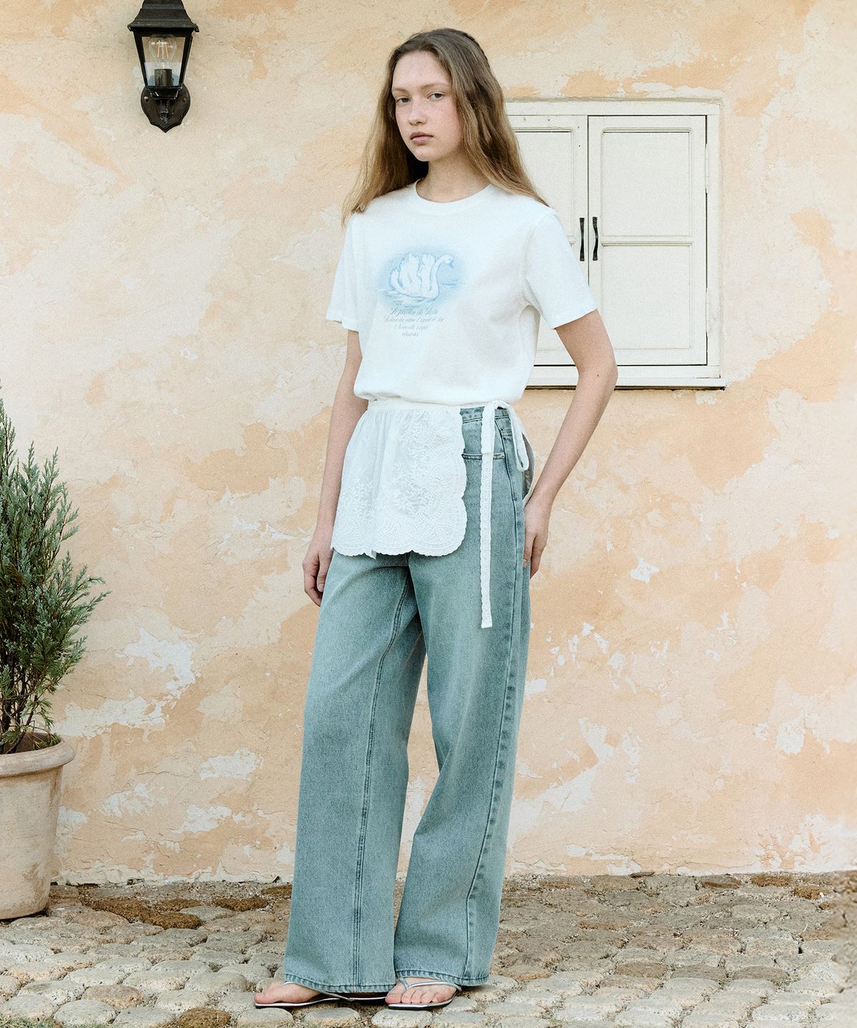 로라로라(ROLAROLA) WIDE DENIM PANTS LIGHT INDIGO