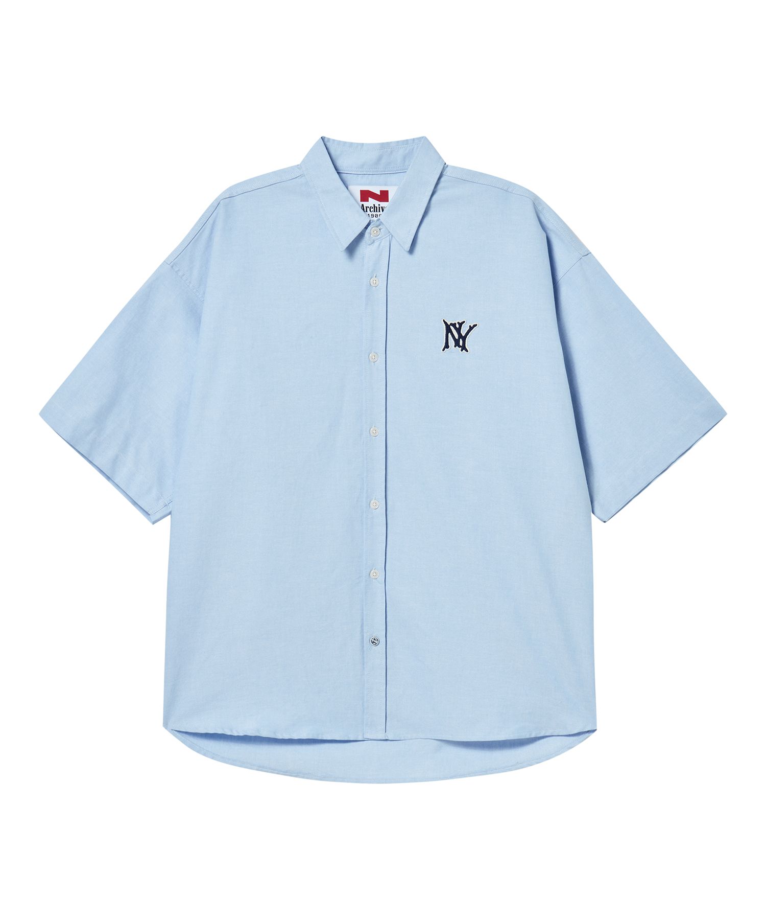 beyondclosetのNY Logo Detail Oxford Short Sleeve Shirt 全2色 MUSINSA公式 | BEYOND CLOSET [COLLECTION LINE] NY Logo Detail