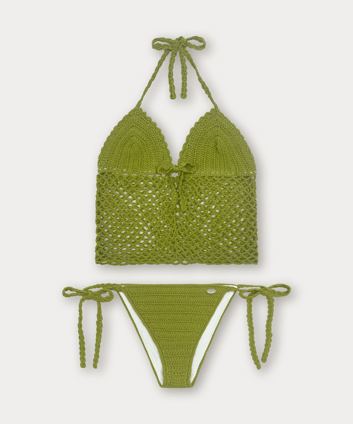썸웨어버터(SOMEWHEREBUTTER) Handmade Mesh Knit Bikini - Olive