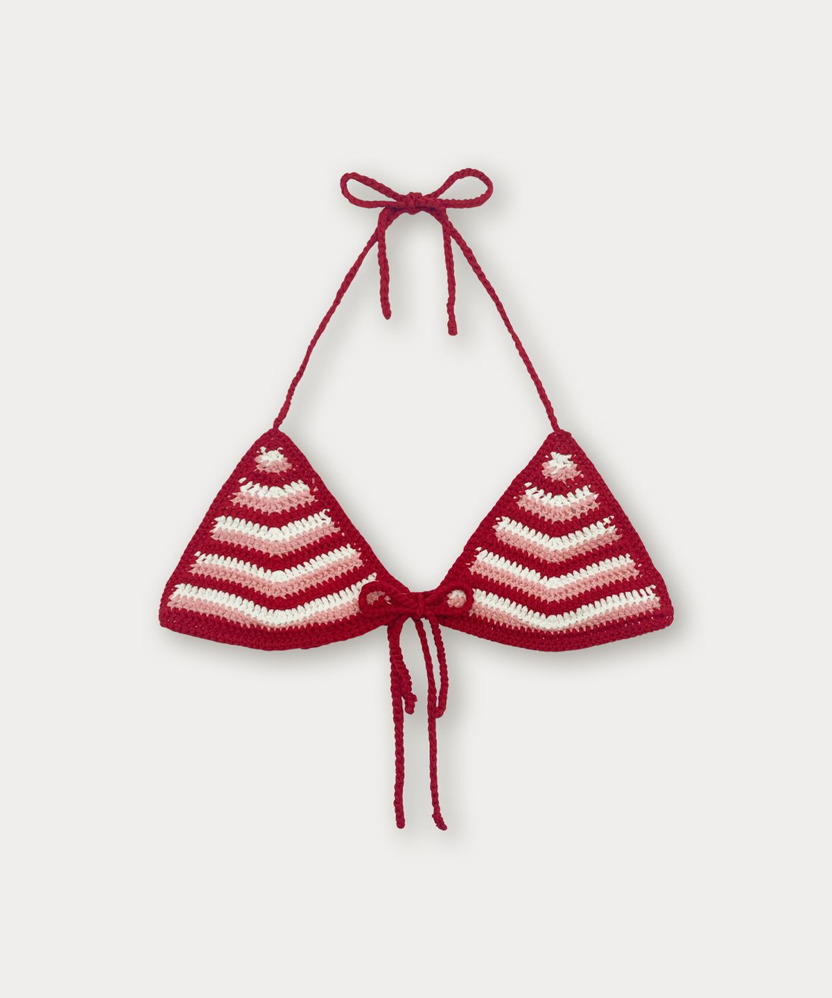 썸웨어버터(SOMEWHEREBUTTER) Handmade Stripe Knit Bikini - Red