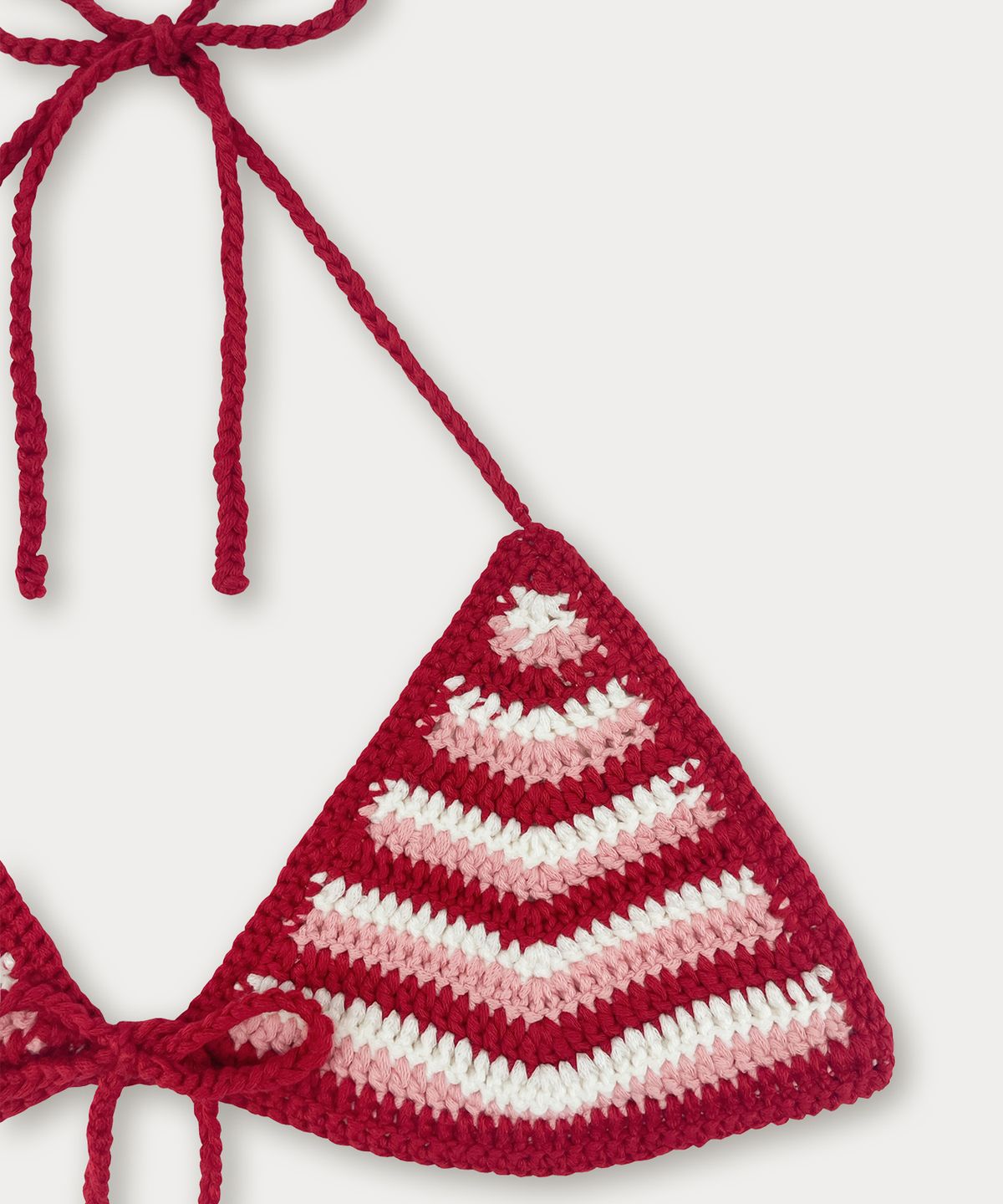 썸웨어버터(SOMEWHEREBUTTER) Handmade Stripe Knit Bikini - Red