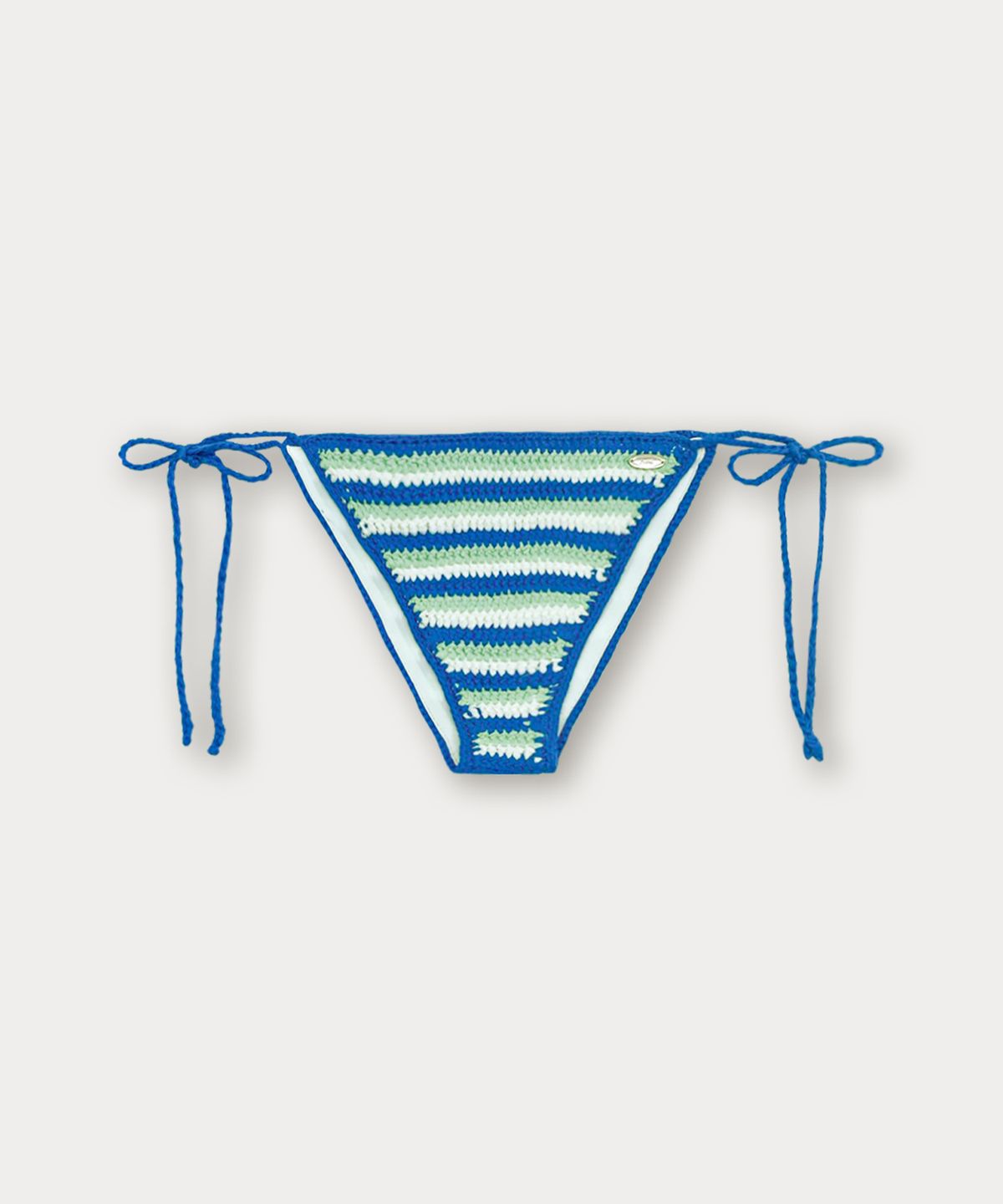 썸웨어버터(SOMEWHEREBUTTER) Handmade Stripe Knit Bikini - Blue