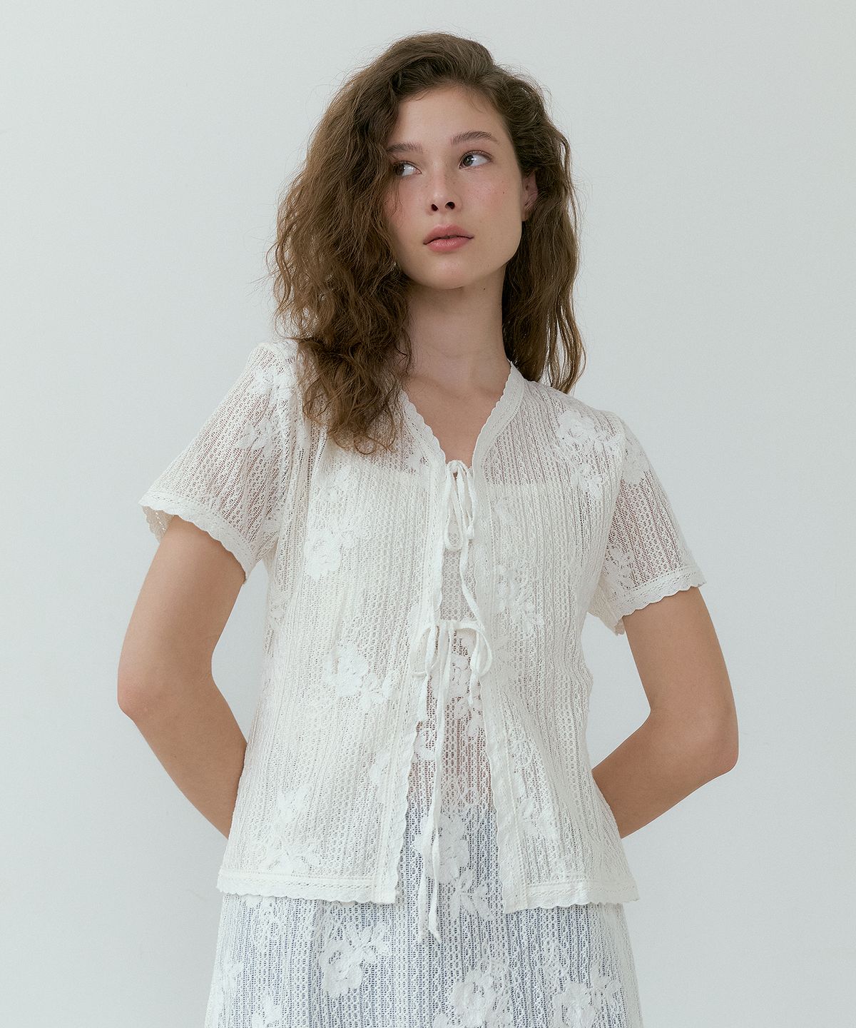 루시르주(LUCIR ZU) Wildflower Lace cardigan (ivory)