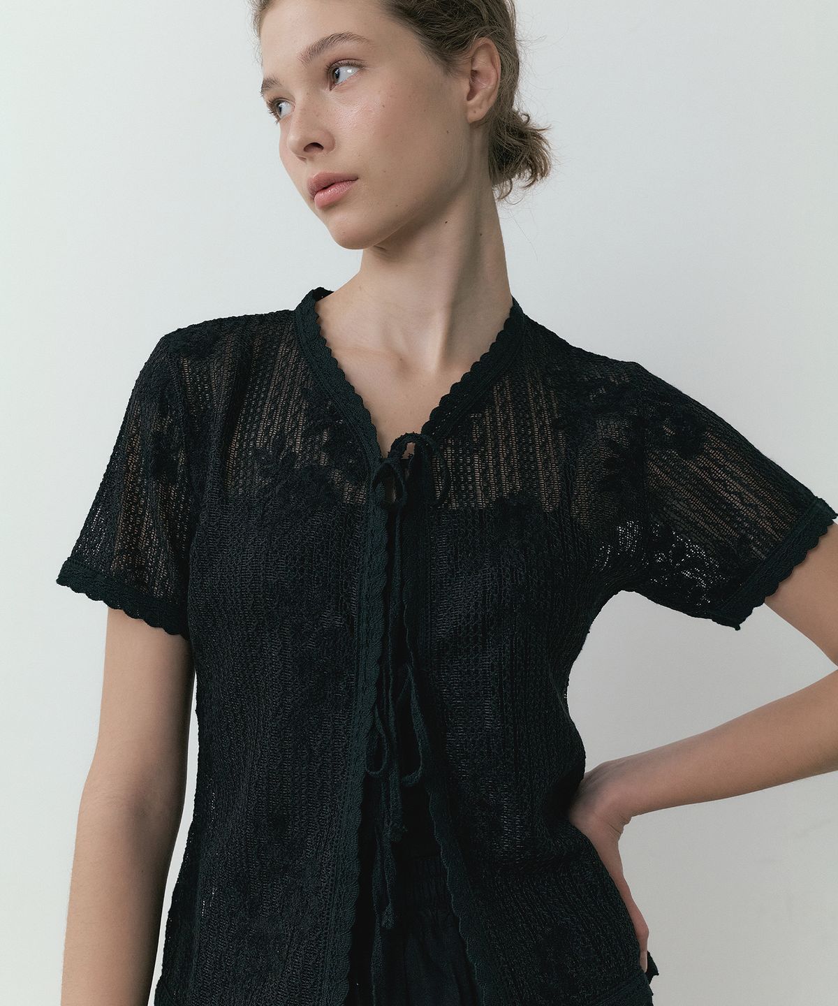 루시르주(LUCIR ZU) Wildflower Lace cardigan (black)