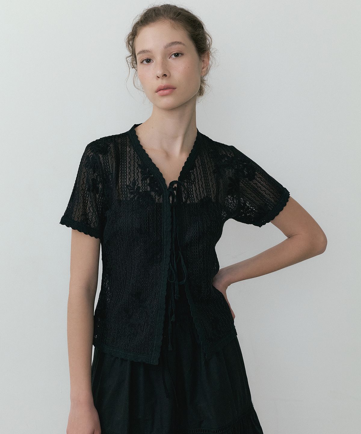 루시르주(LUCIR ZU) Wildflower Lace cardigan (black)