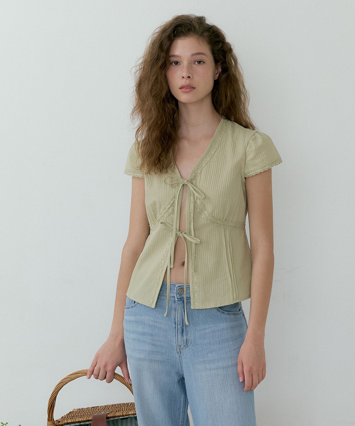 루시르주(LUCIR ZU) Havana Lace Blouse (green)