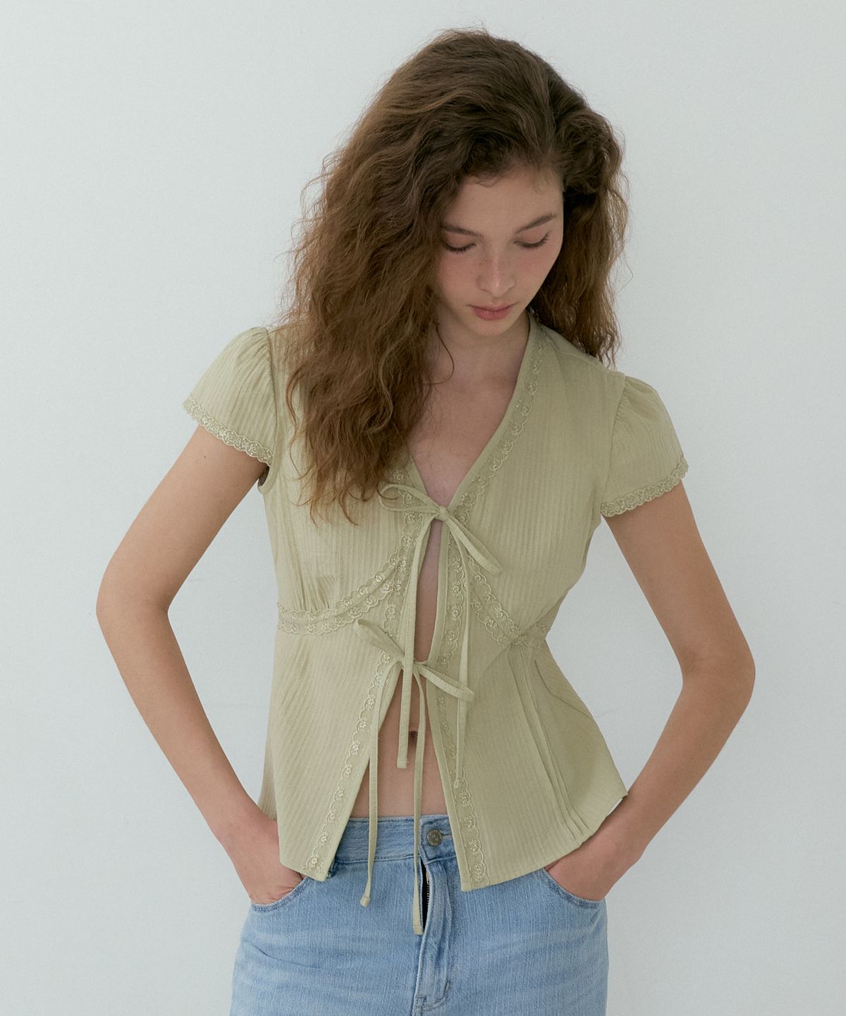 루시르주(LUCIR ZU) Havana Lace Blouse (green)