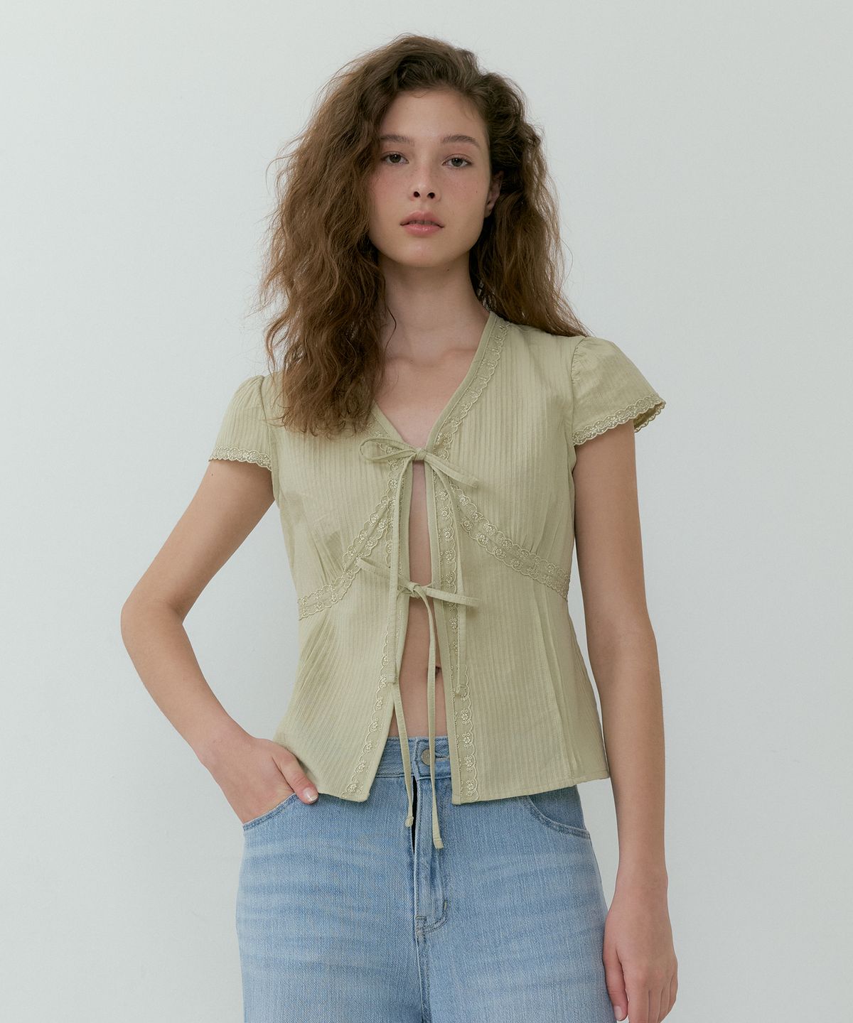 루시르주(LUCIR ZU) Havana Lace Blouse (green)