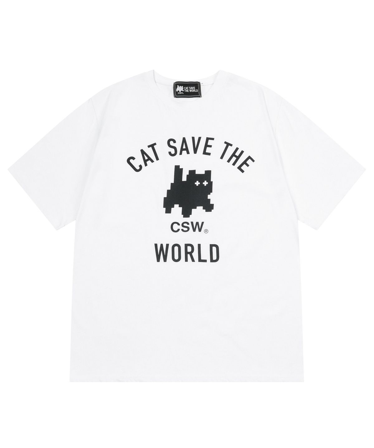 캣세이브더월드(CATSAVETHEWORLD) 묘우 시그니처 아트웍 반팔 티 남녀공용 (2컬러)
