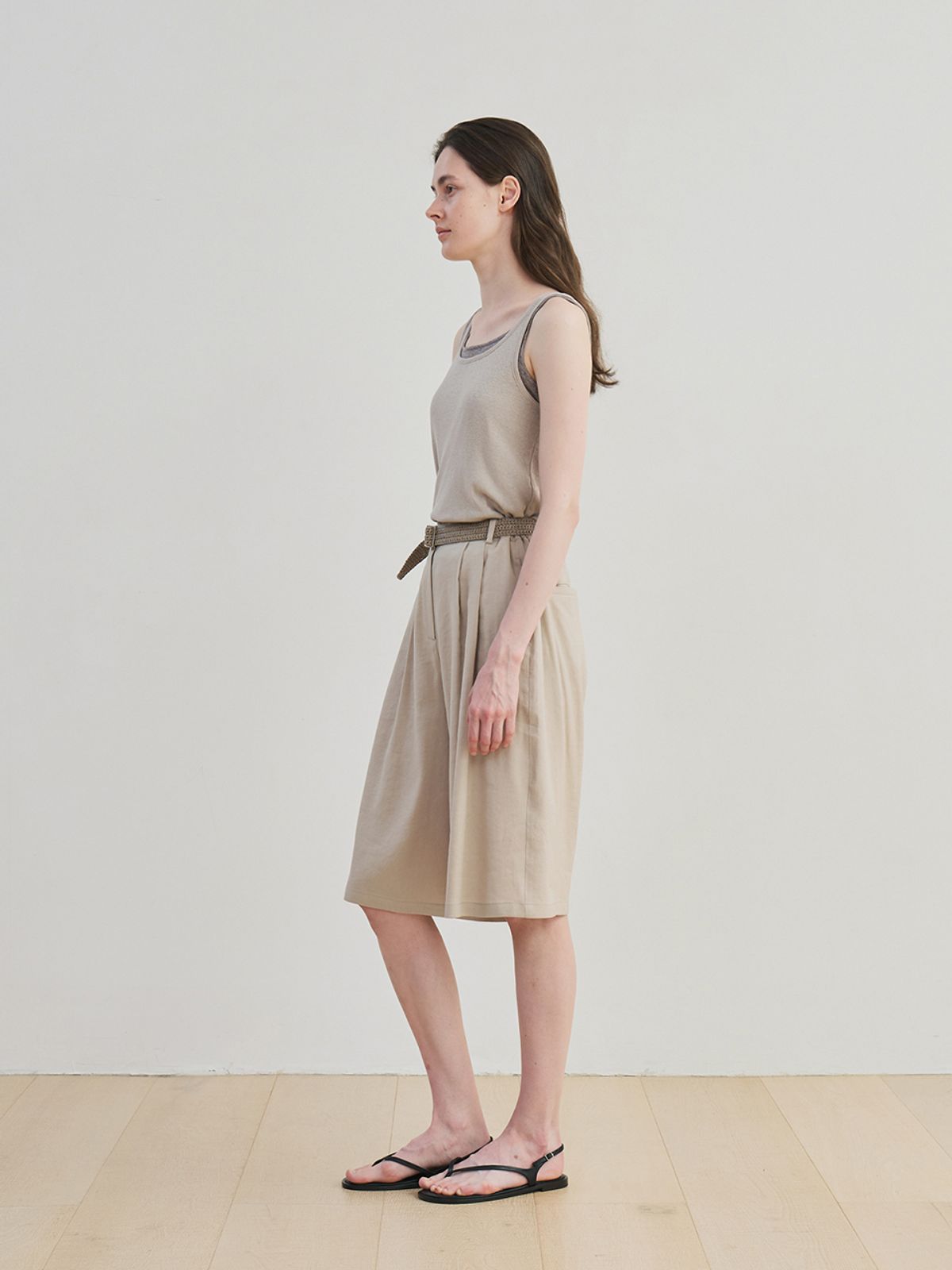 모이아(MOIA) viscose linen half pants (beige)