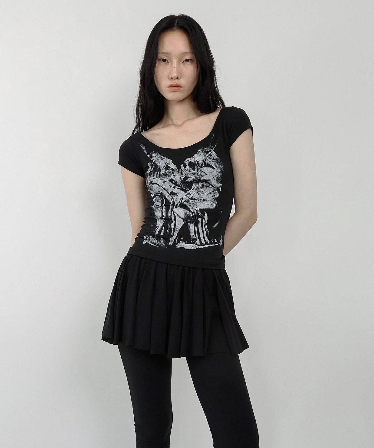 나체(NACHE) SLIP X-RAY PRINTED T-SHIRT BLACK