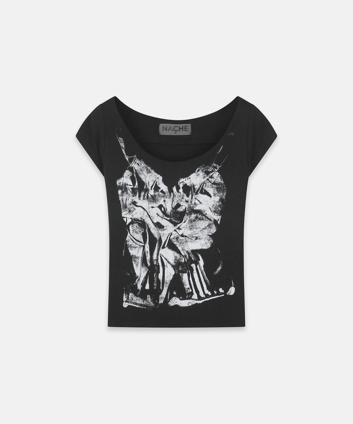 나체(NACHE) SLIP X-RAY PRINTED T-SHIRT BLACK